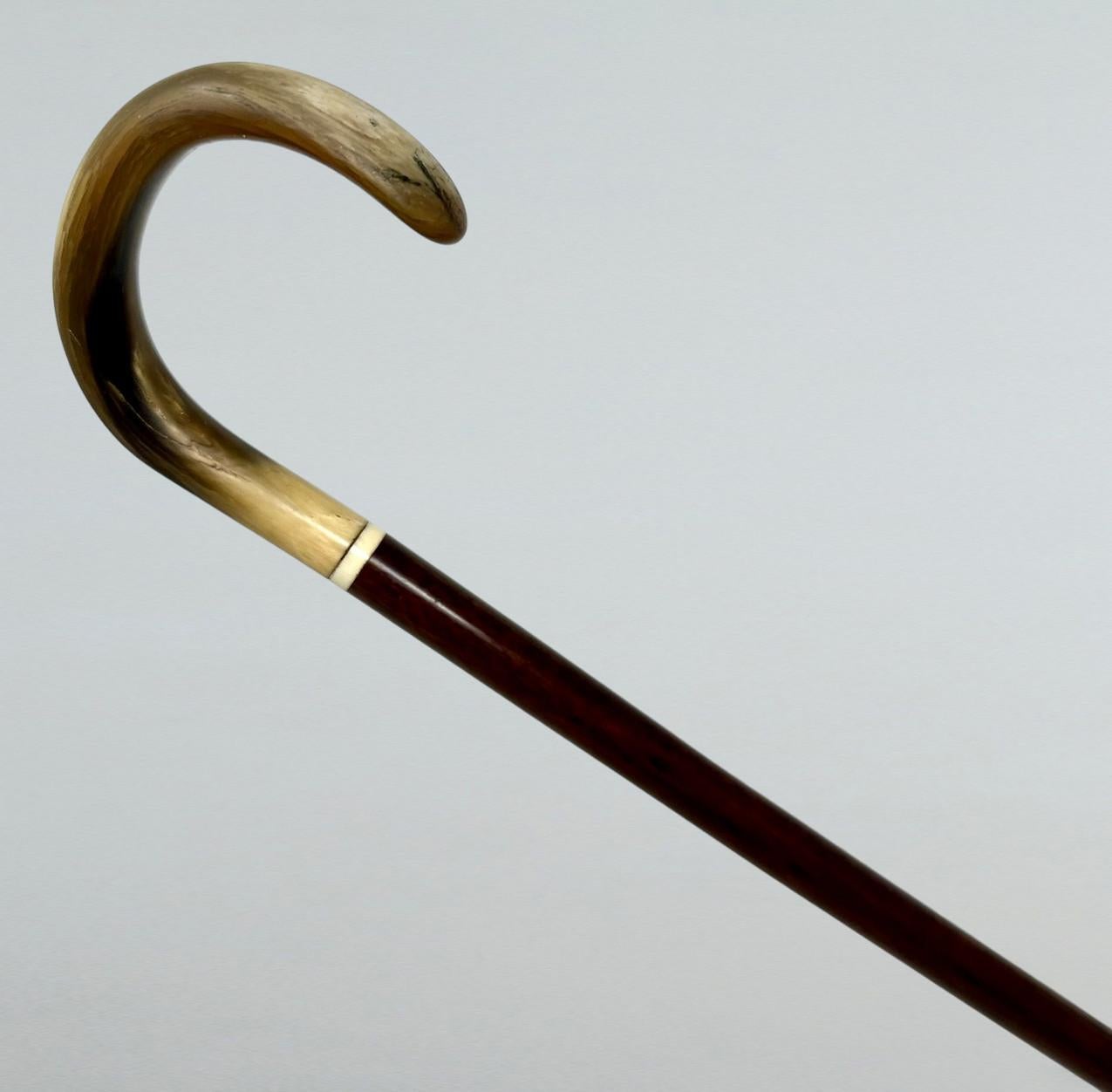 British Antique Vintage Lady's Gentleman's Snakewood Wooden Walking Stick Dress Cane For Sale
