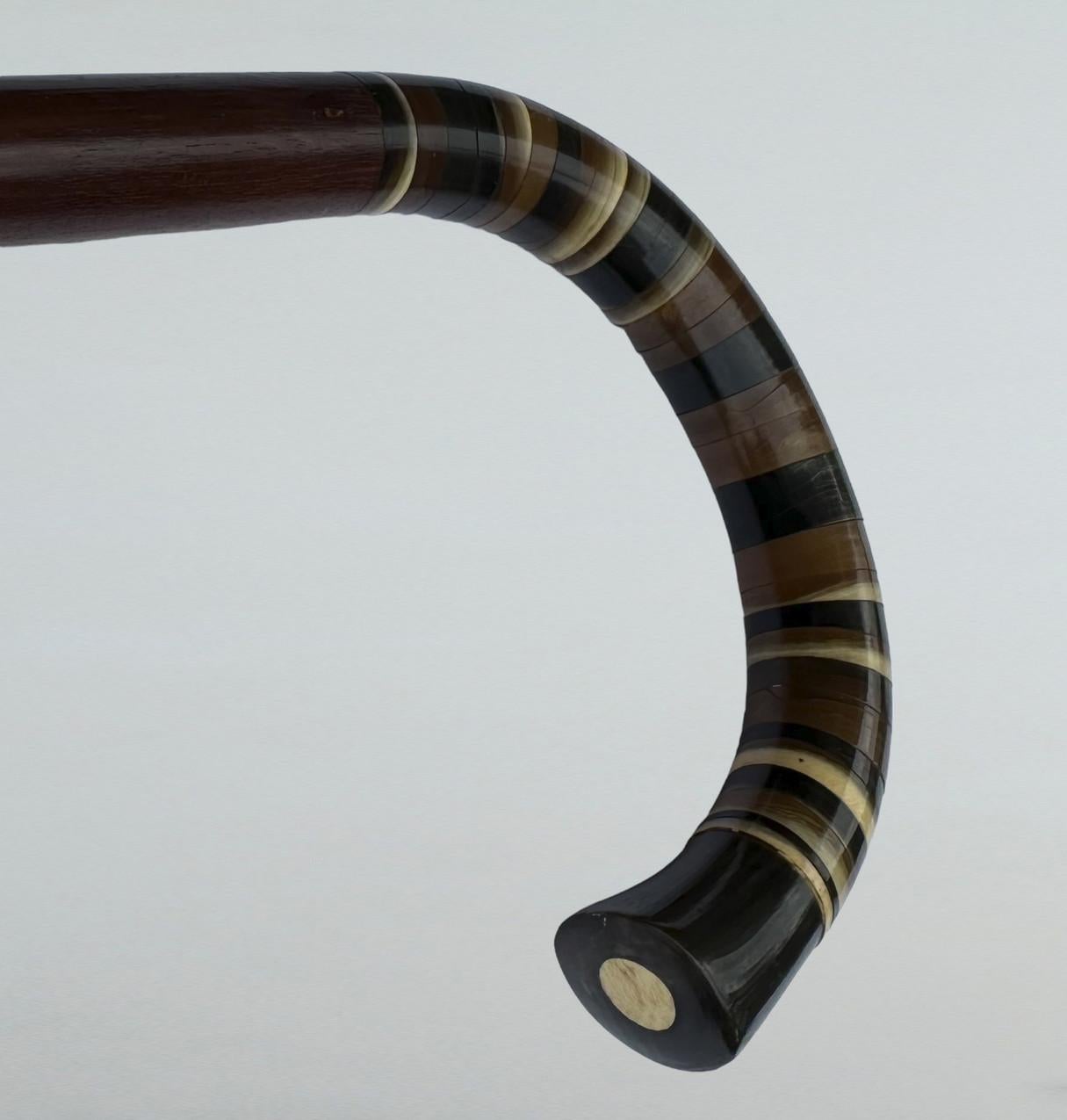 19th Century Antique Vintage Lady's Gentleman's Wooden Walking Stick Cane Bone Crook Handle For Sale