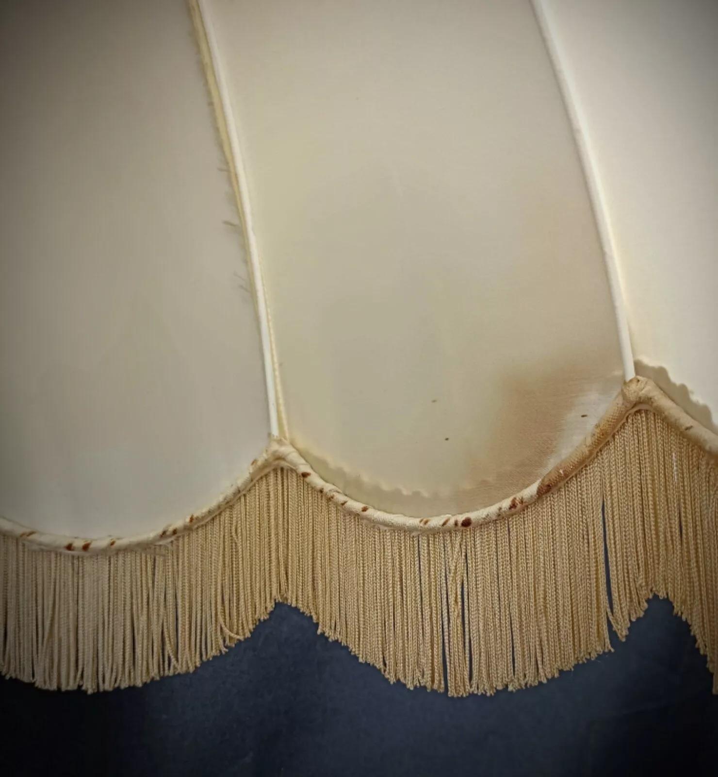 20th Century Antique Vintage Lamp Base in Alabaster and Brass with Lampshade - 2Y231 For Sale