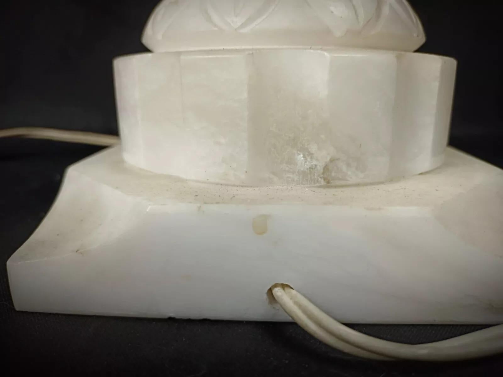 Antique Vintage Lamp Base in Alabaster and Brass with Lampshade - 2Y231 For Sale 2