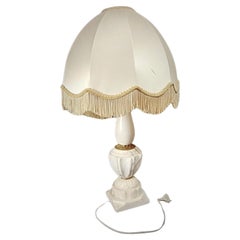 Antiker Vintage-Lampensockel aus Alabaster und Messing mit Lampenschirm - 2Y231