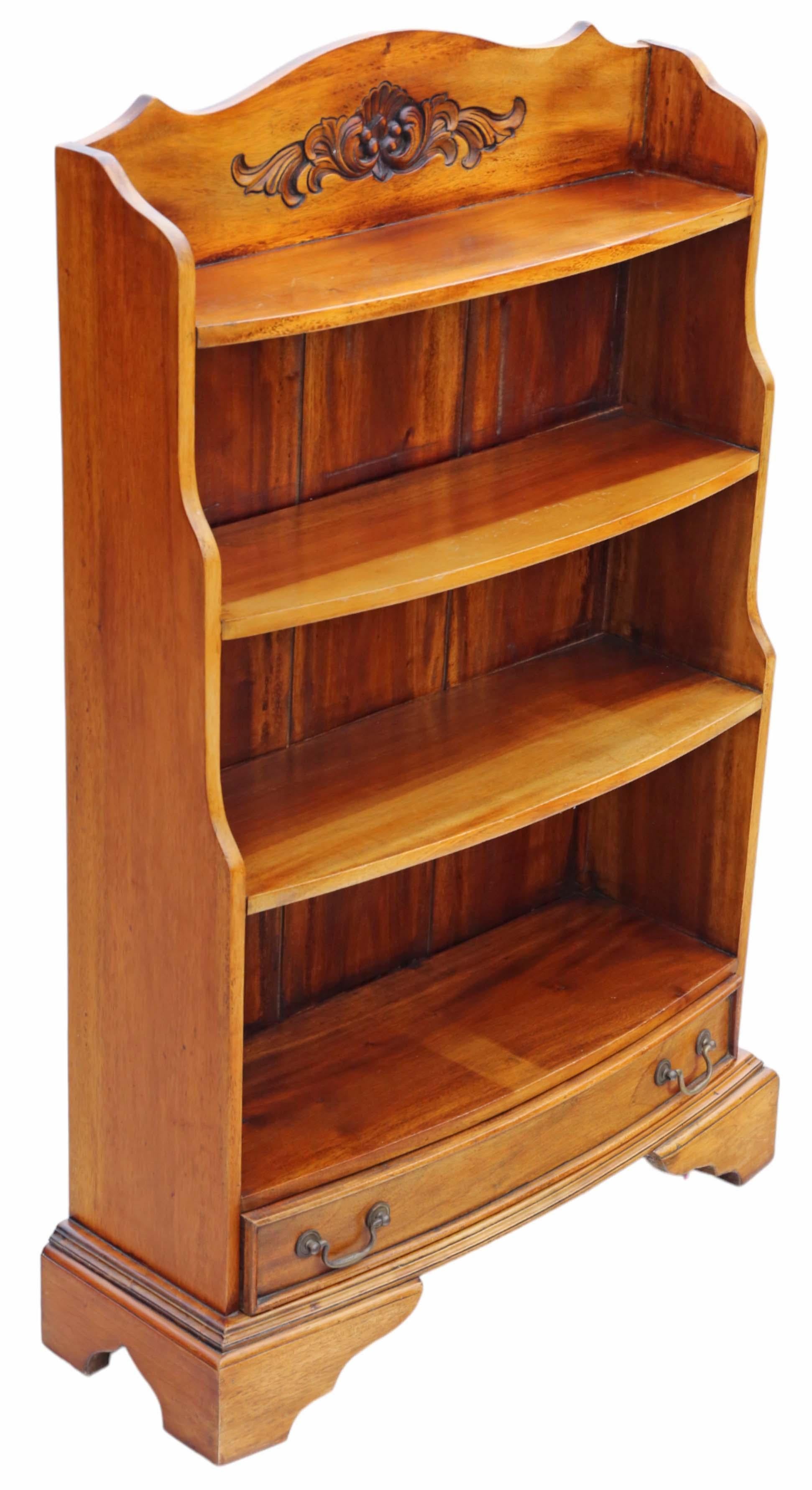 Antique vintage late 20th Century large mahogany waterfall bookcase In Good Condition For Sale In Wisbech, Cambridgeshire