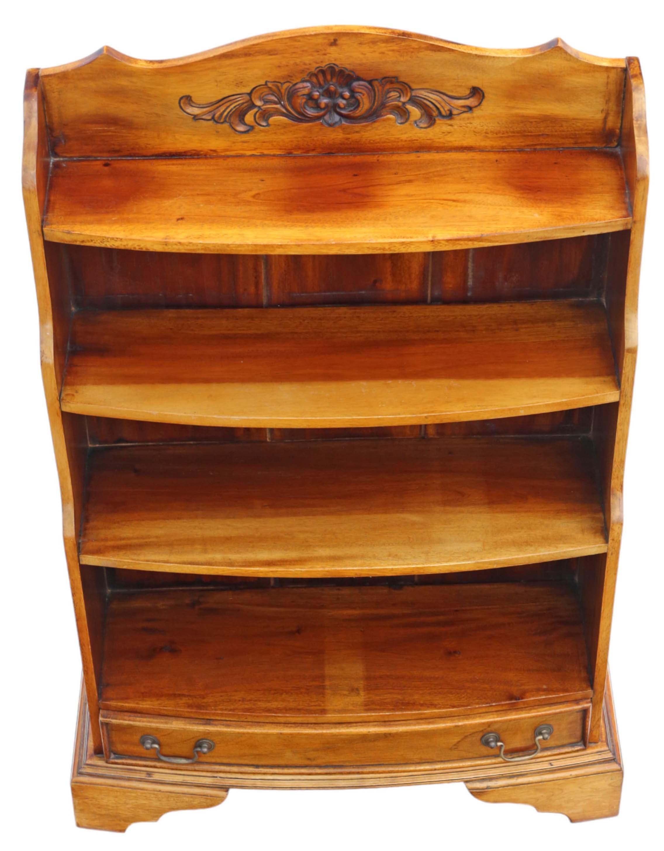 Mahogany Antique vintage late 20th Century large mahogany waterfall bookcase For Sale