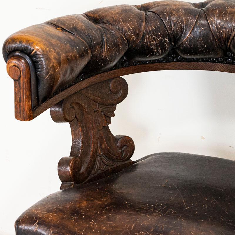 Danish Antique Vintage Leather Armchair Office Chair