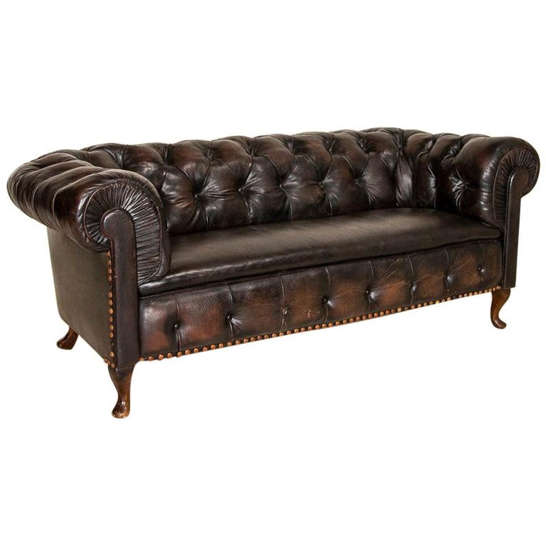 Vintage Leather Chesterfield Sofa from England at 1stDibs