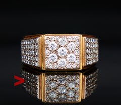 Antique Vintage Men Ring solid 18K Gold 1.71 ctw Diamonds Size US 11.5 / 25gr