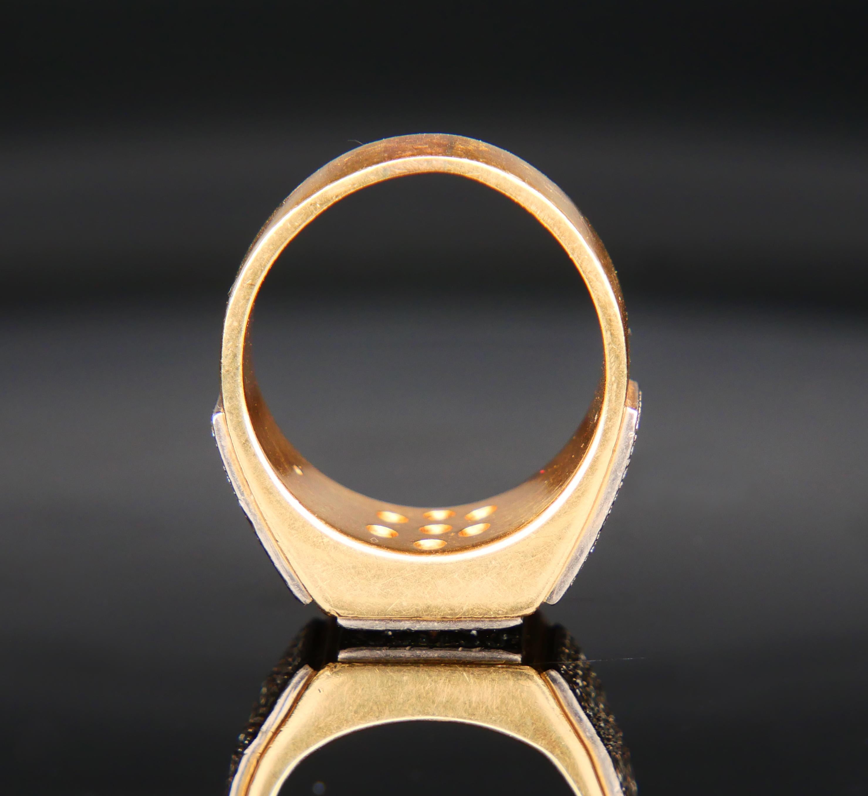 Men's Antique Vintage Men Ring solid 18K Gold 1.71 ctw Diamonds Size US 11.5 / 25gr For Sale