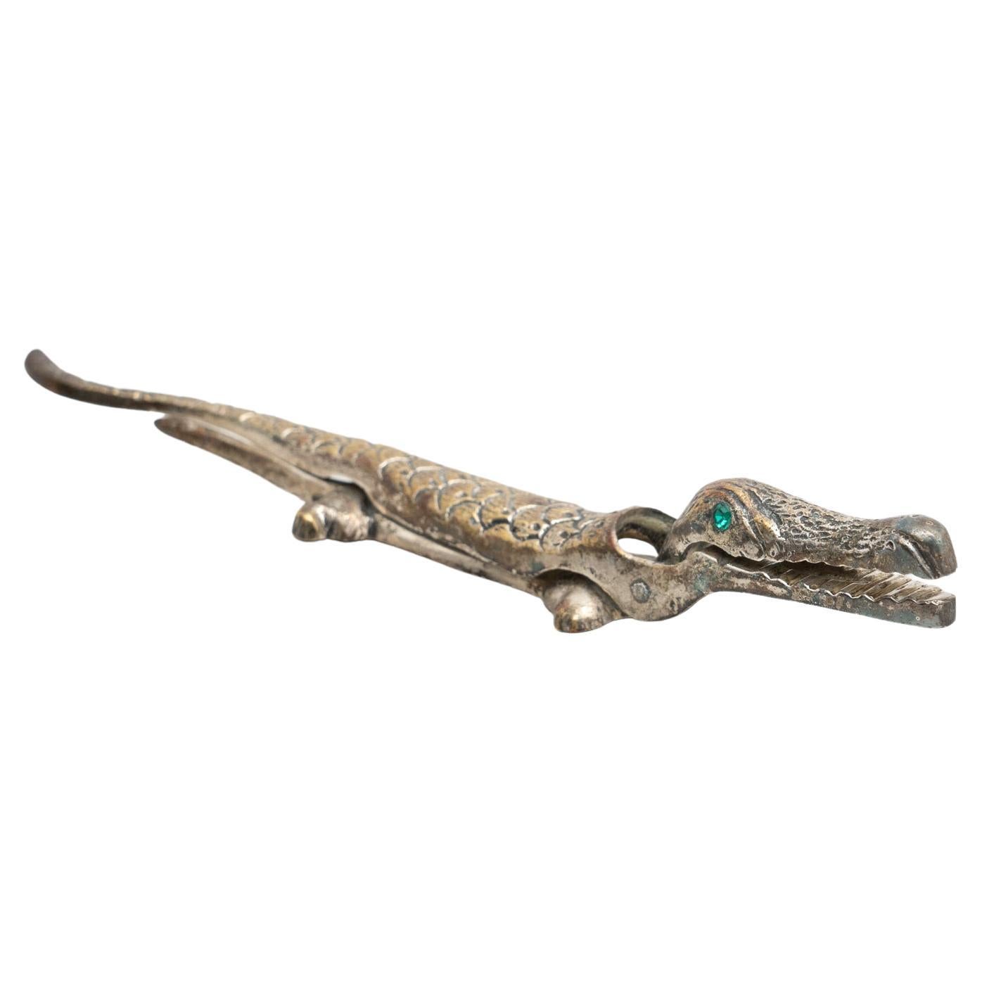 Antique Vintage Metal French Crocodile Shaped Nutcracker For Sale