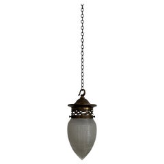 Used Vintage Original Acorn Shaped Holophane Glass Ceiling Pendant Light Lamp