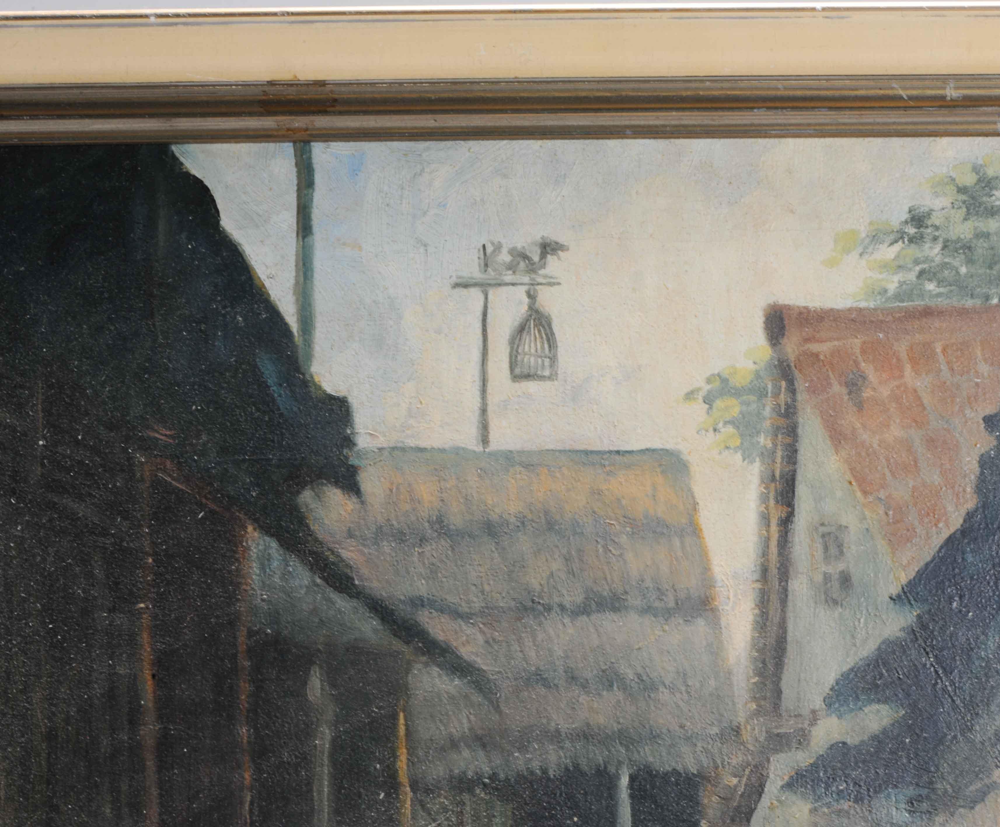 Pittura antica / vintage Indonesia Bali / Indonesia Signora in un villaggio In condizioni buone in vendita a Amsterdam, Noord Holland