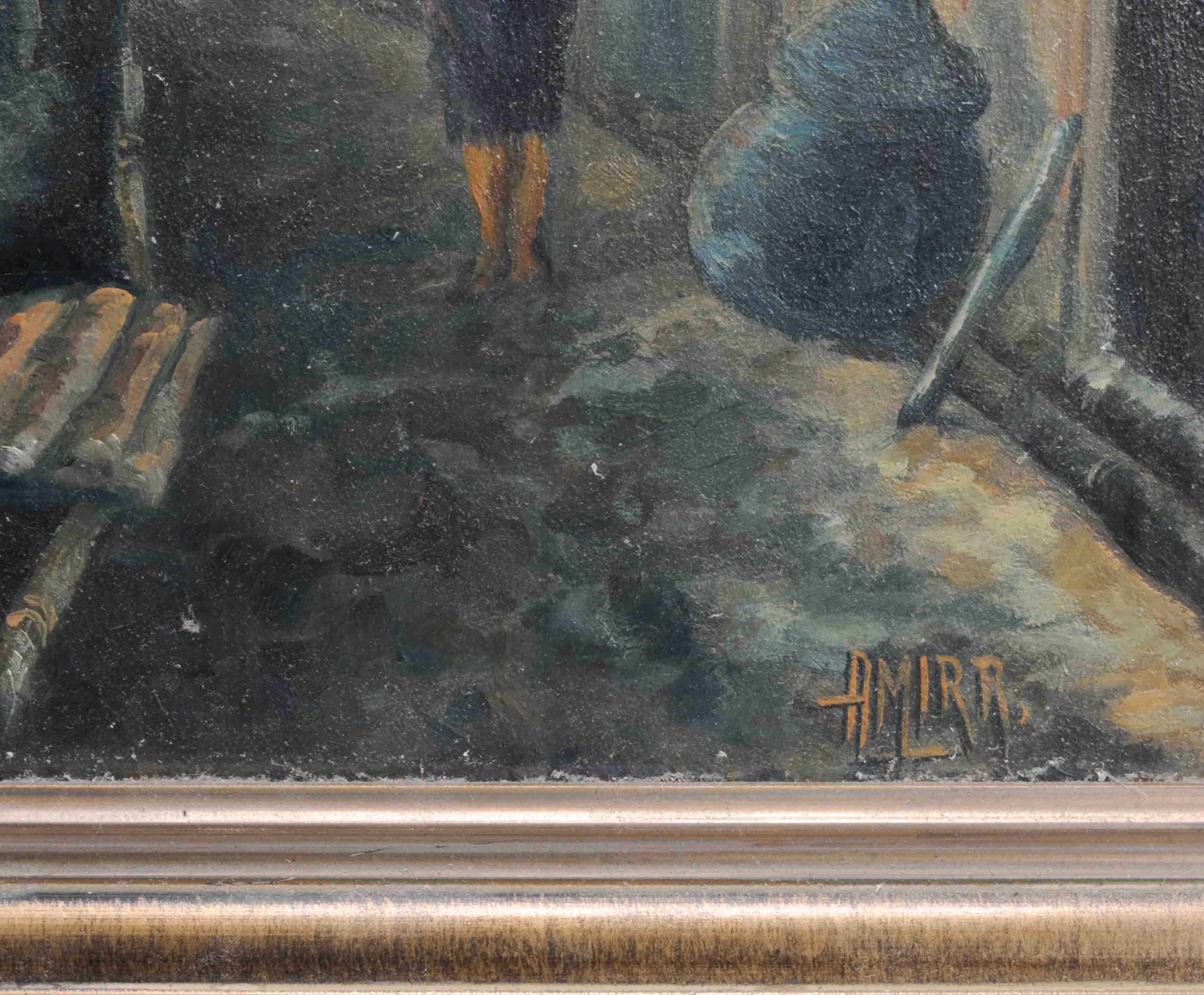 XX secolo Pittura antica / vintage Indonesia Bali / Indonesia Signora in un villaggio in vendita