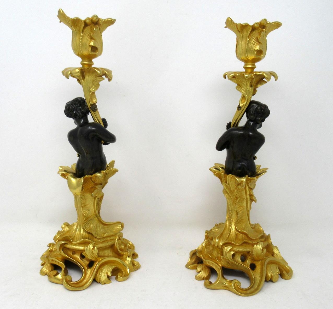 Antique Vintage Pair of French Ormolu Gilt Bronze Candelabra Candlesticks 2