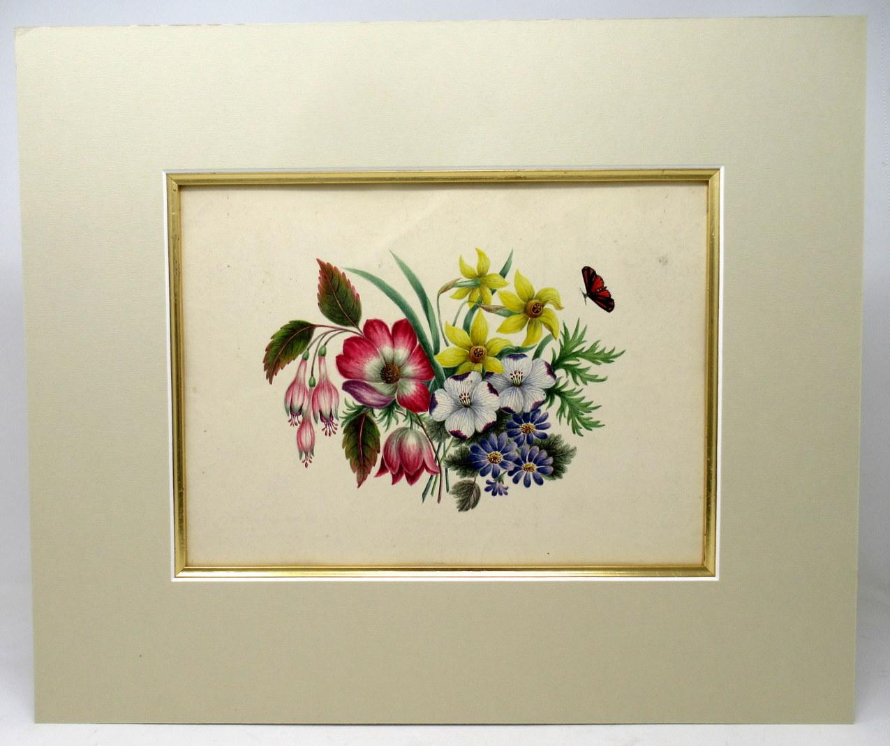 An exceptionally fine quality pair of watercolor paintings on paper of English origin, circa 1900.

Professionally re-mounted on artists card within a gold leaf wooden slip. These Pictures are offered unframed. 

These delightful Paintings