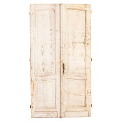 Antique Vintage Pair of Original White Painted Doors; Great for Sliding Doors