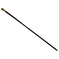 Antique Vintage Partridge Wood Walking Stick Cane 18-Carat Gold-Plated Grip 1924