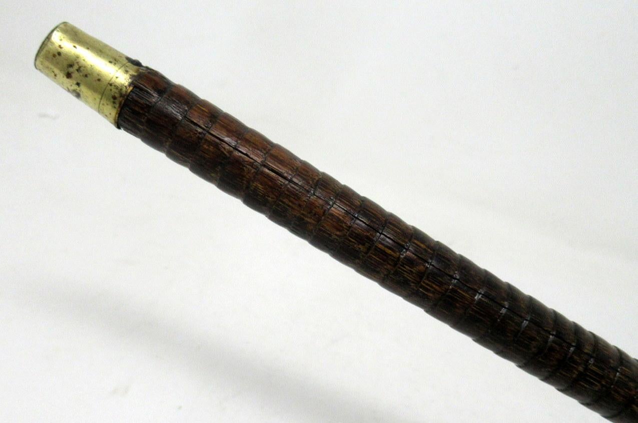 Antique Vintage Partridge Wood Wooden Walking Stick 18ct Gold-Plated Grip Collar 2