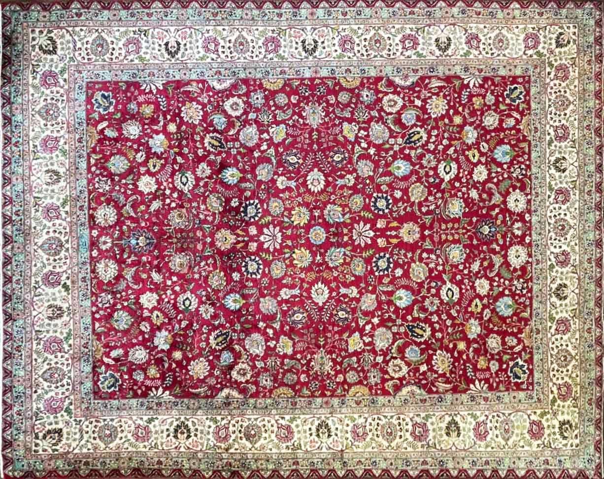 Antique/Vintage Persian Handmade Tabriz Carpet, 11'6