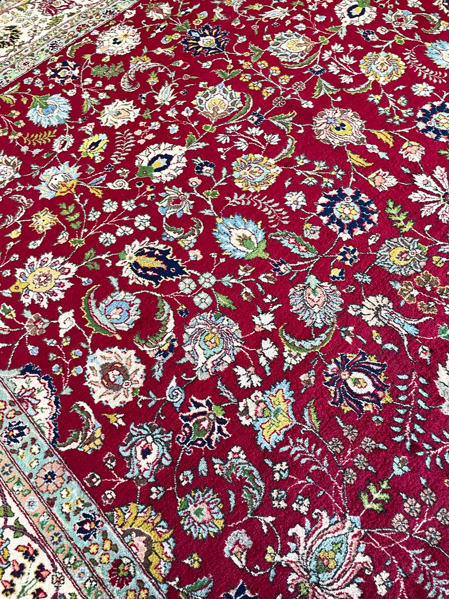 Laine Tapis persan de Tabriz ancien/ancien, 2,69 m x 3,78 m, c-1940 en vente