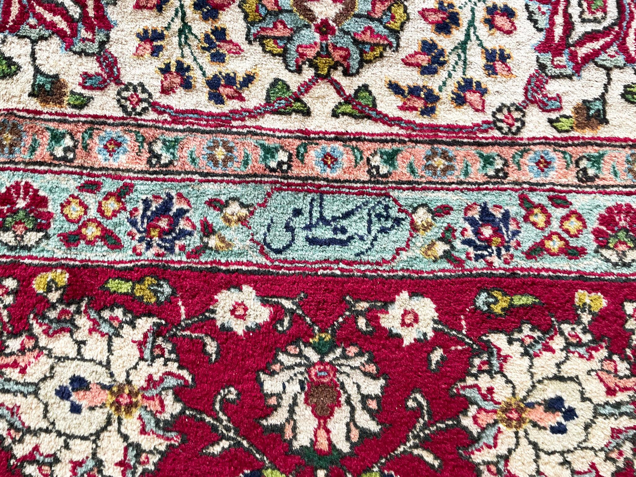 Tapis persan de Tabriz ancien/ancien, 2,69 m x 3,78 m, c-1940 en vente 2
