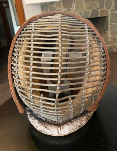 Antique Vintage Pre-War Japanese Leather Kendo Fighting Mask Men, Early 1900s