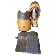 Antique Vintage Pre-War Japanese Signed Kendo Fighting Mask and Protective Armor