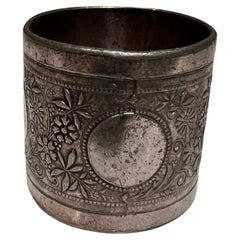 Antique Vintage Silverplated Napkin Ring Holder Pretty Gay Floral