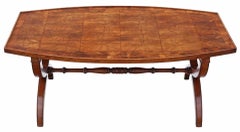 Antique Vintage Quality Early 20th Century Yew Oyster Veneer Coffee Table