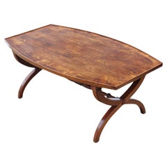 Antique Vintage Quality Early 20th Century Yew Oyster Veneer Coffee Table