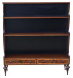 Antique vintage retro fine quality large inlaid mahogany waterfall bookcase