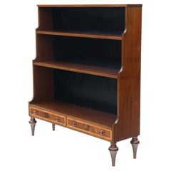 Antique vintage retro fine quality large inlaid mahogany waterfall bookcase