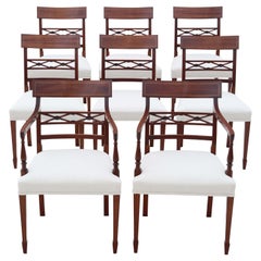 Antique vintage retro fine quality set of 8 (6 + 2) Georgian revival mahogany di