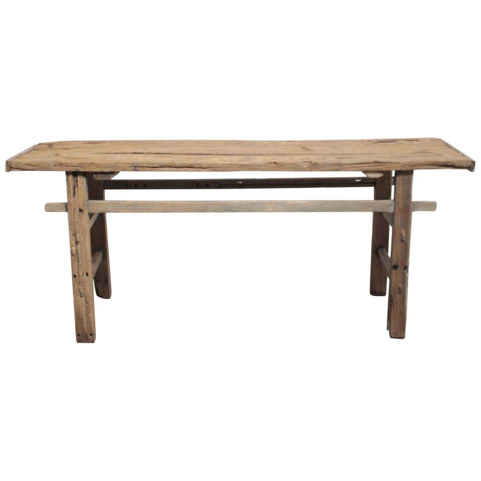 Antique Vintage Rustic Elmwood Console Table at 1stDibs
