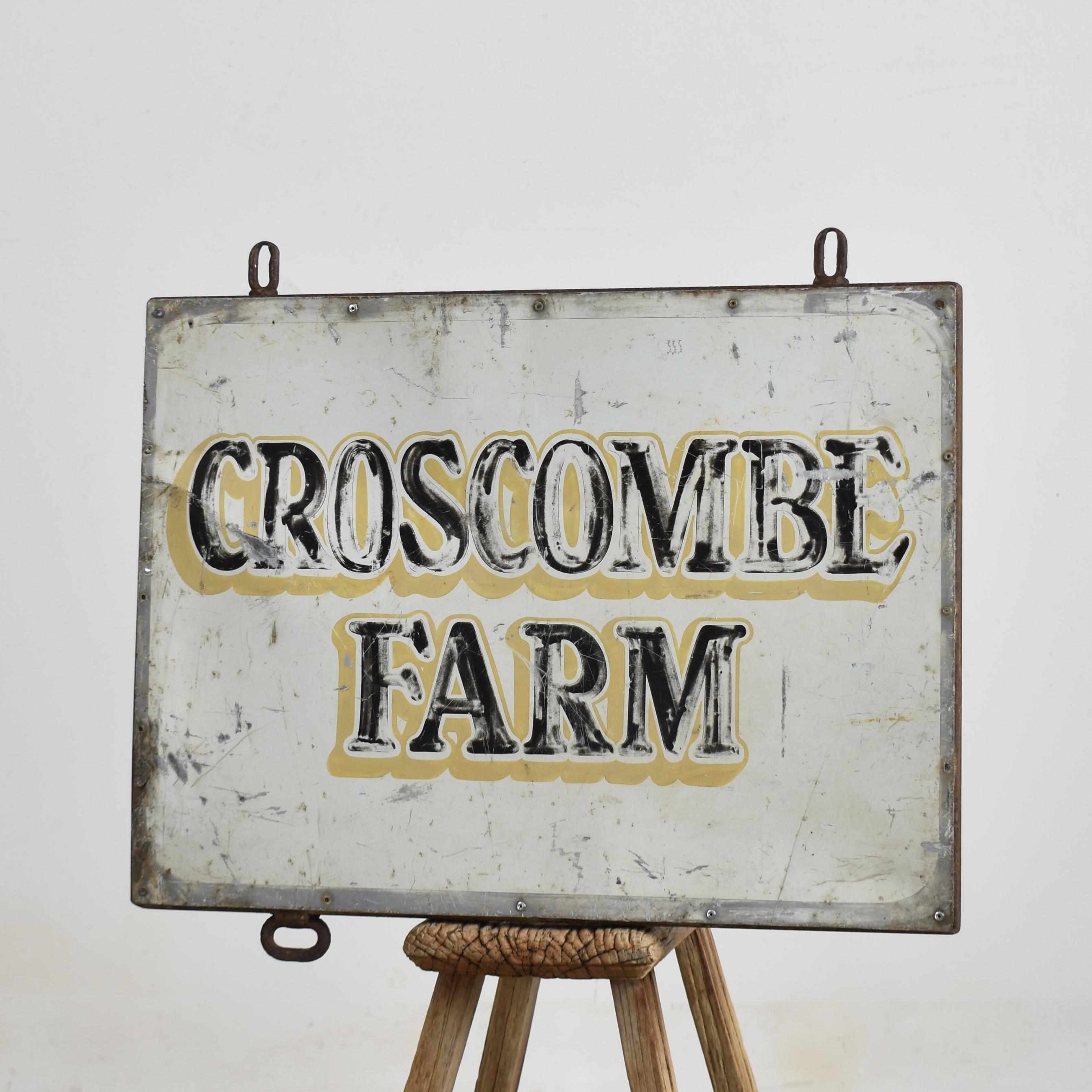 Inglese The Farm Antiques Vintage Rustic Folk Art Metal Sign in vendita