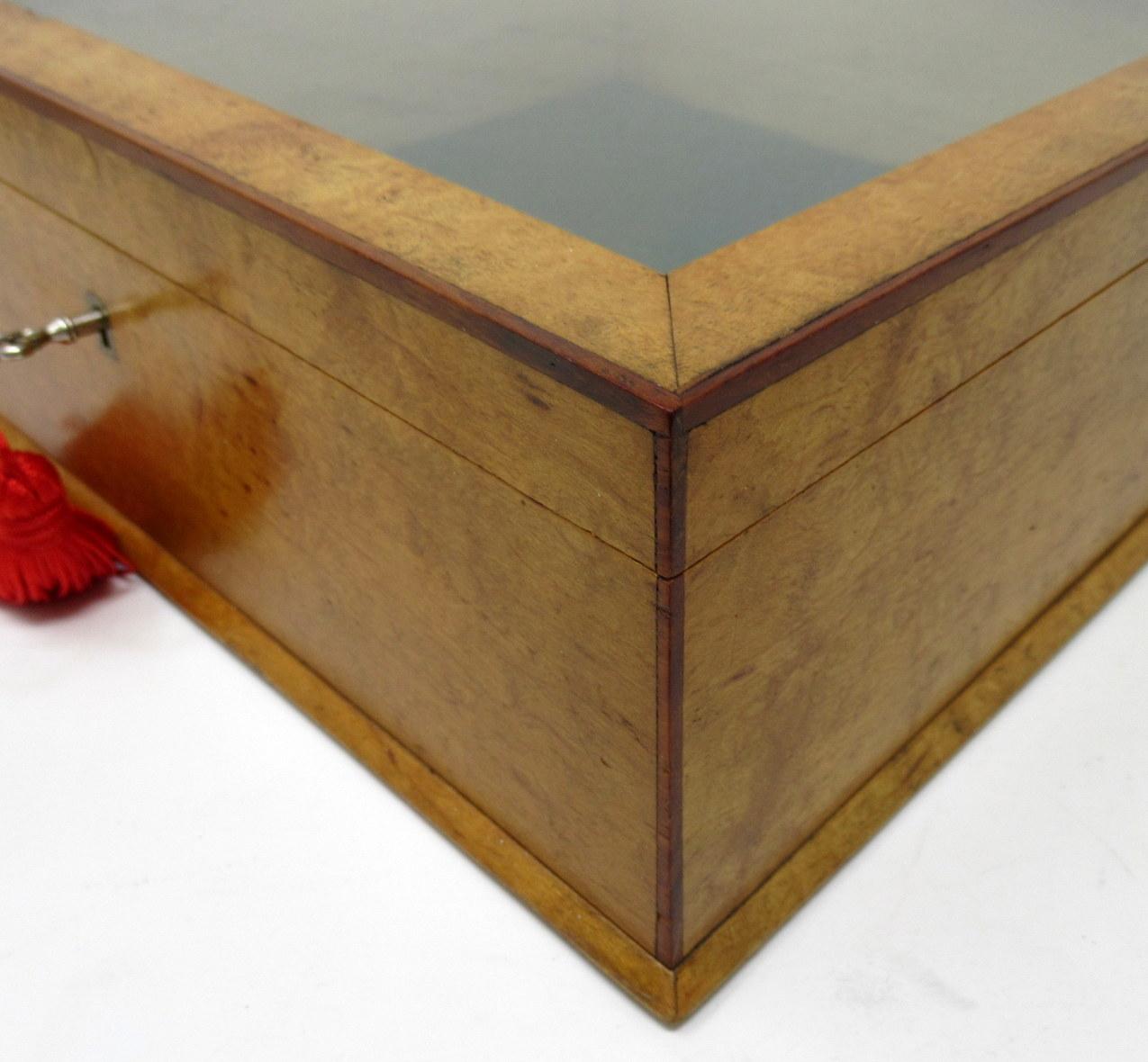 English Antique Vintage Satinwood Mahogany Jewlery Casket Trinket Table Dresser Box
