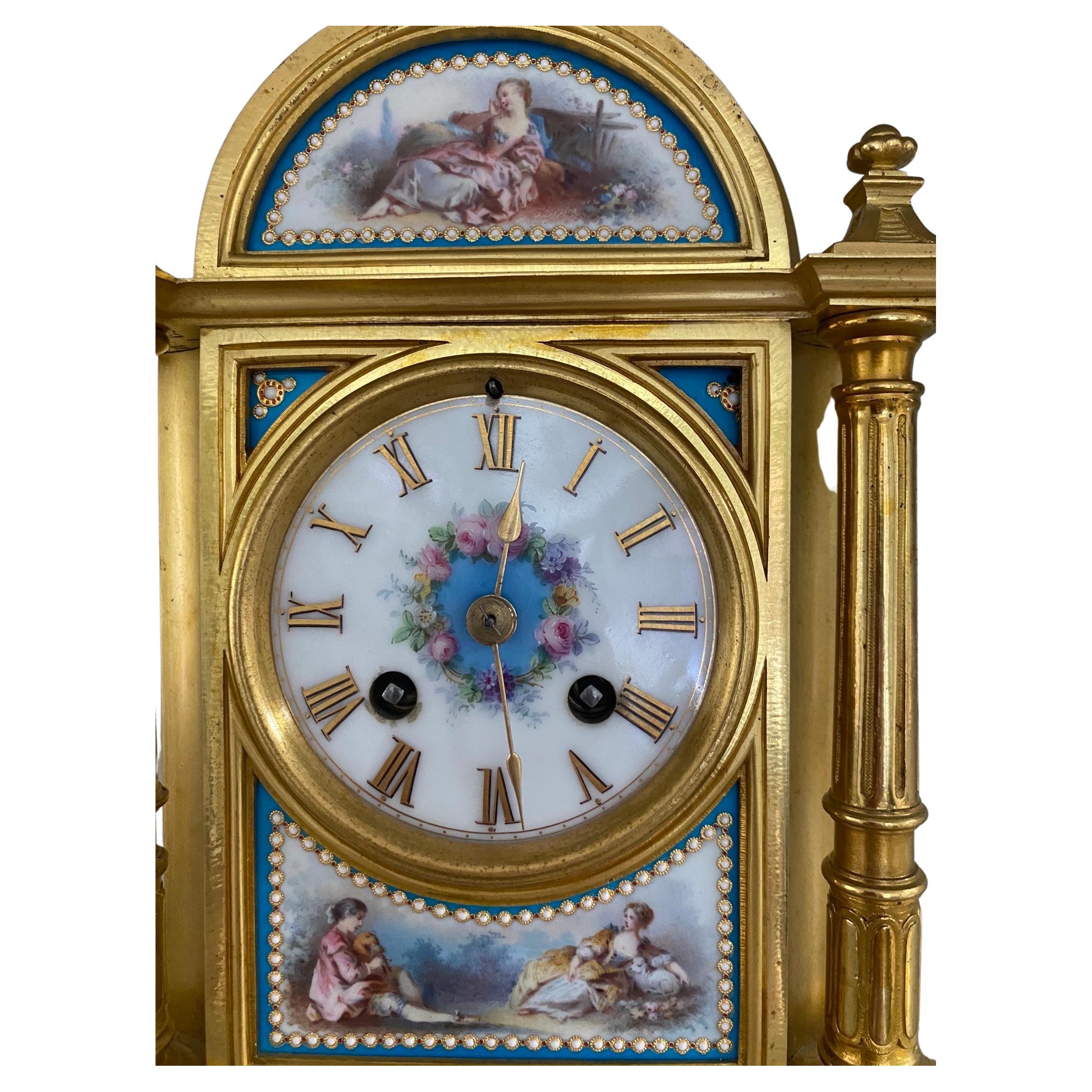 Antique French Figural Clock By Raingo Freres Paris at 1stDibs