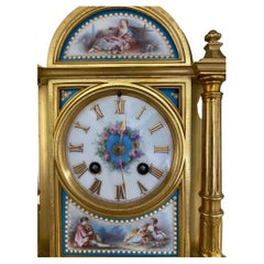 Antique Vintage Sevres Raingo Freres France Hand Painted Decorative Clock