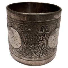 Antique Vintage Silverplated Napkin Ring Holder Pretty Gay Floral