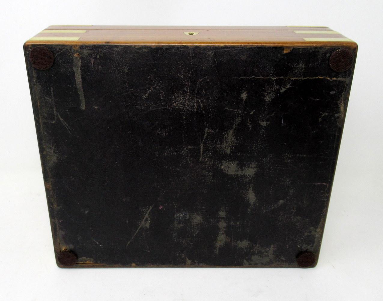 Antique Vintage Solid Mahogany Wooden Jewelry Box Casket Brass Bound 19th Cent 1
