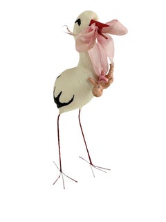 Antique Vintage Spun Cotton Stork Bird Christmas Ornament Germany 1930s