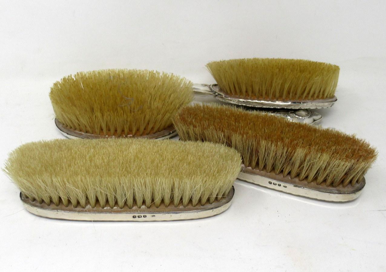 20th Century Antique Vintage Sterling Silver Lady's Dressing Table Set Hair Clothes Brushes