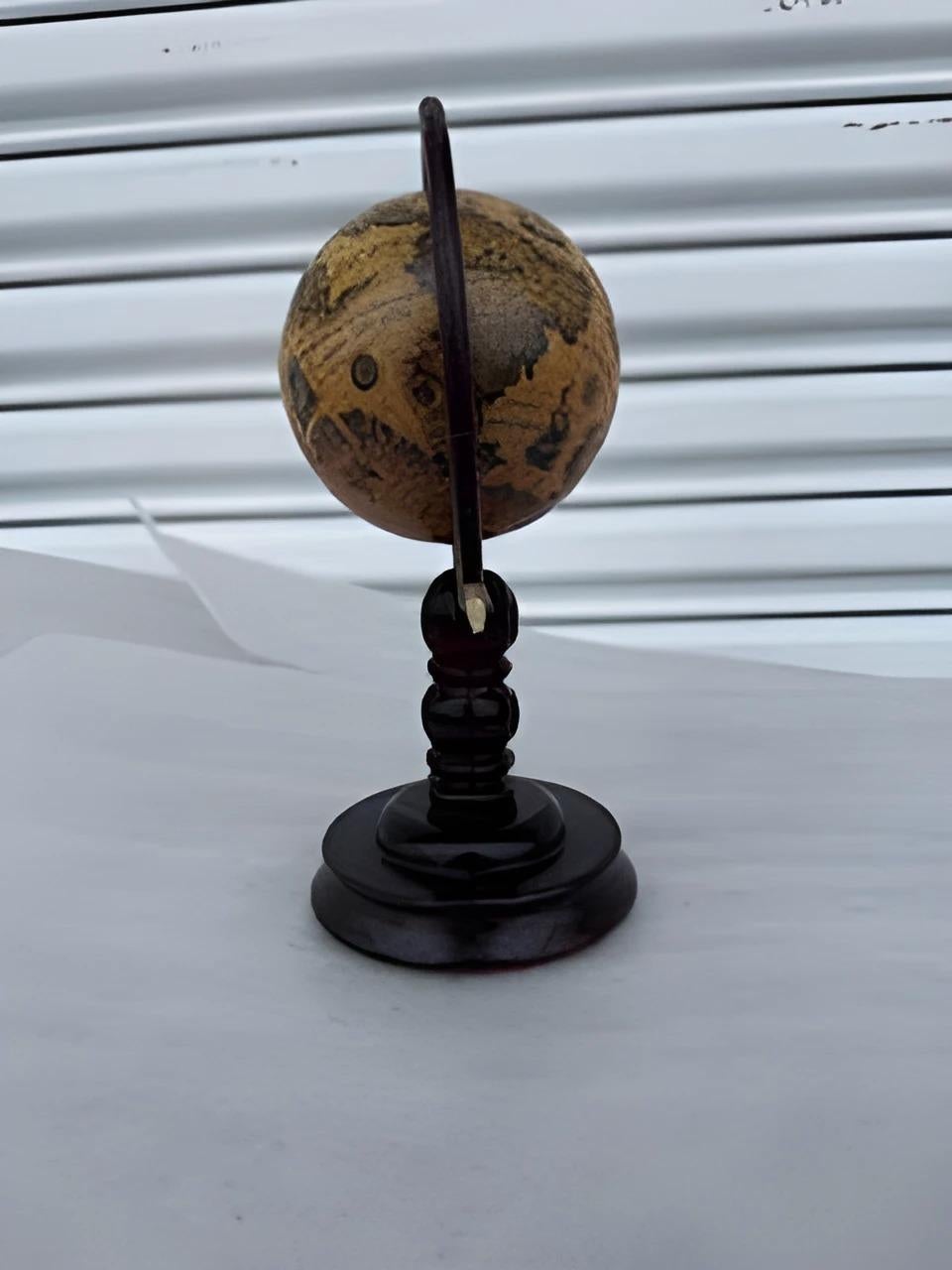 20th Century Antique vintage terrestrial globe wooden base stand For Sale