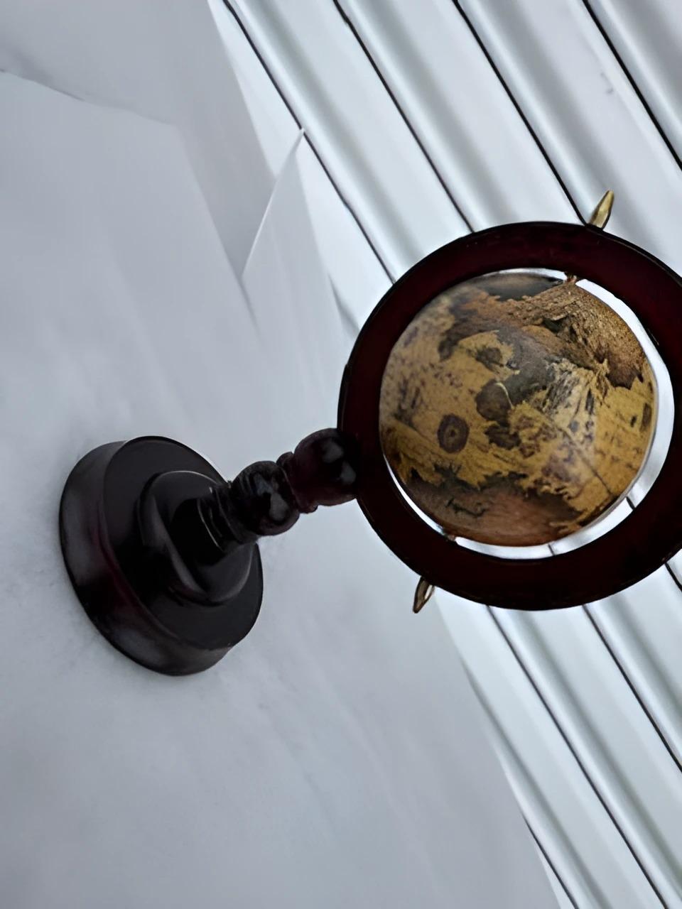 Wood Antique vintage terrestrial globe wooden base stand For Sale