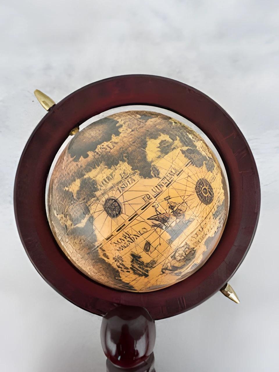 Antique vintage terrestrial globe wooden base stand For Sale 2