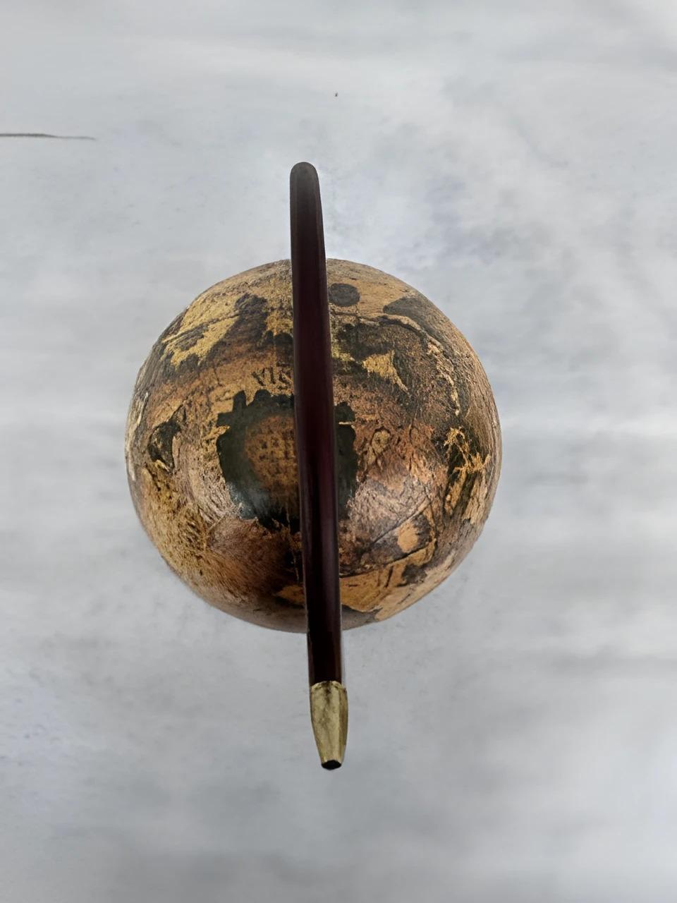 Antique vintage terrestrial globe wooden base stand For Sale 3