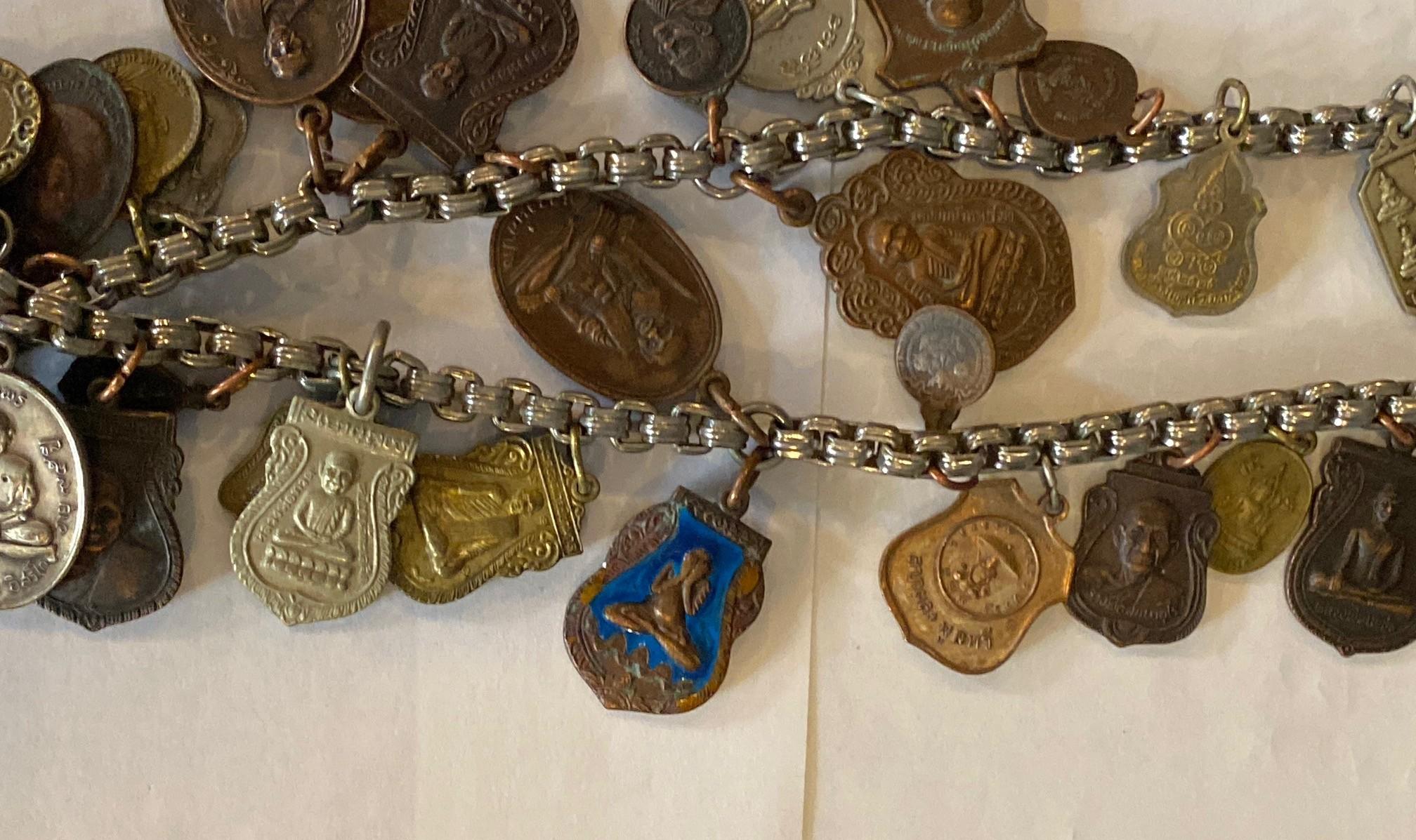 Antique Vintage Thai Buddha Buddhist Amulet Necklace with 33 Protective Charms For Sale 9