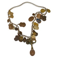 Antique Vintage Thai Buddha Buddhist Amulet Necklace with 33 Protective Charms