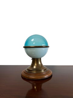 Antique Vintage Two Tone Opaline Blue Glass Ilrin Flush Mounted Ceiling Pendant