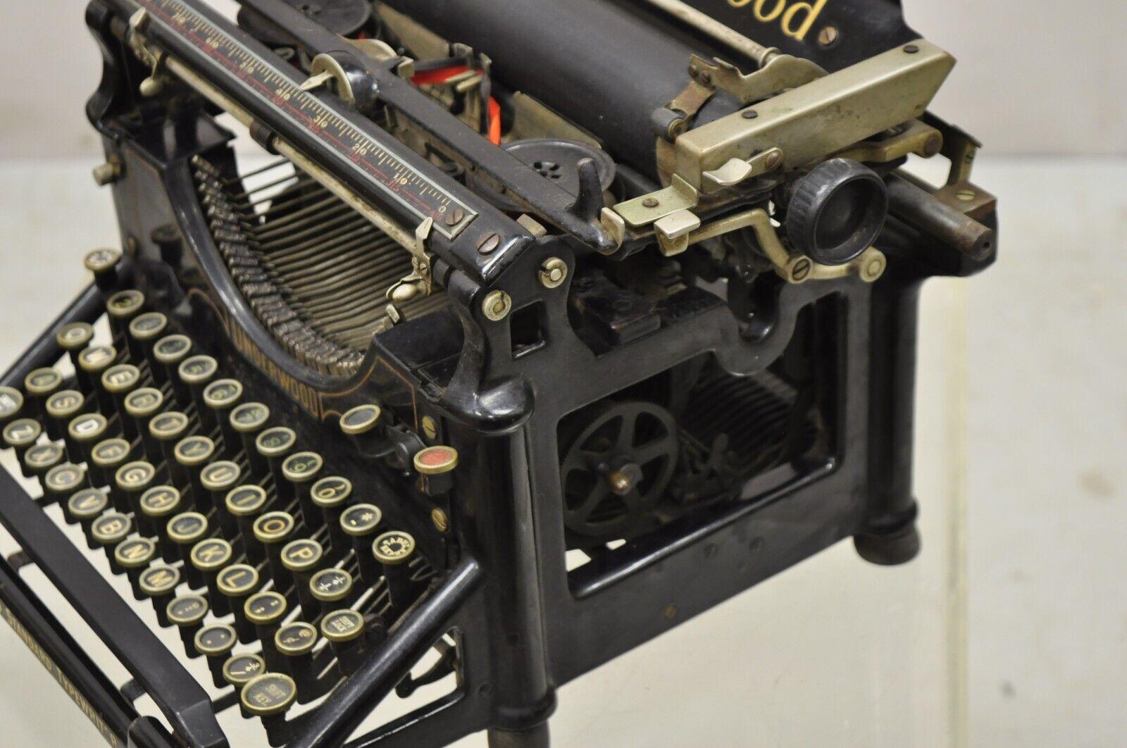 Antique Vintage Underwood No 5 Standard Typewriter Black Art Deco Display 4
