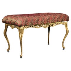 Antique Vintage Upholstered Louis XV Style Brass Bench Ottoman