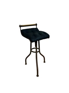 Antique Vintage Victorian Brass Velvet Adjustable Piano Music Stool by C H Hare